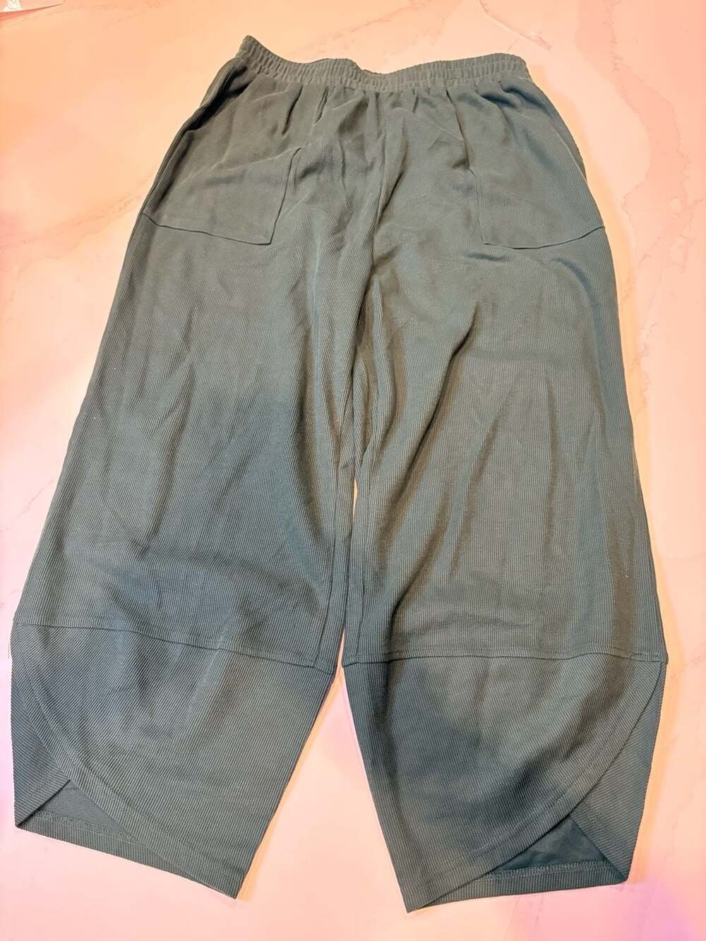Fashion Casual Wide Leg Pants Size L Green Woven (85)